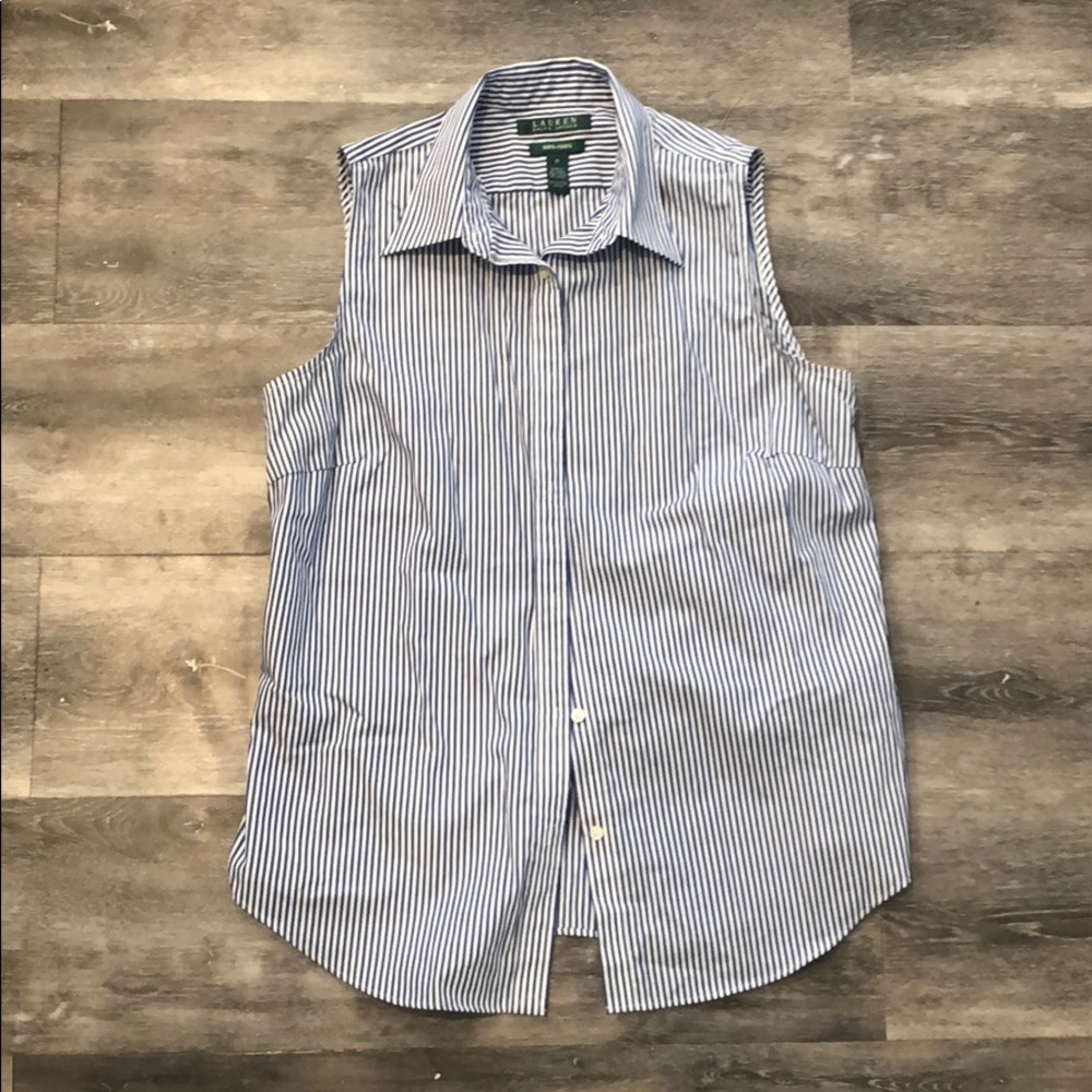 Ralph Lauren •pinstripe sleeveless button down